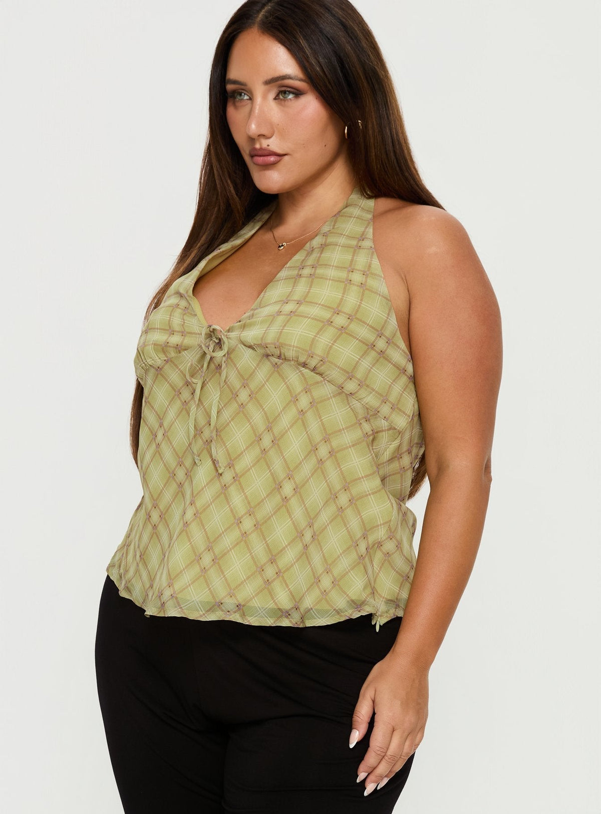 Amalthea Top Green Check Curve
