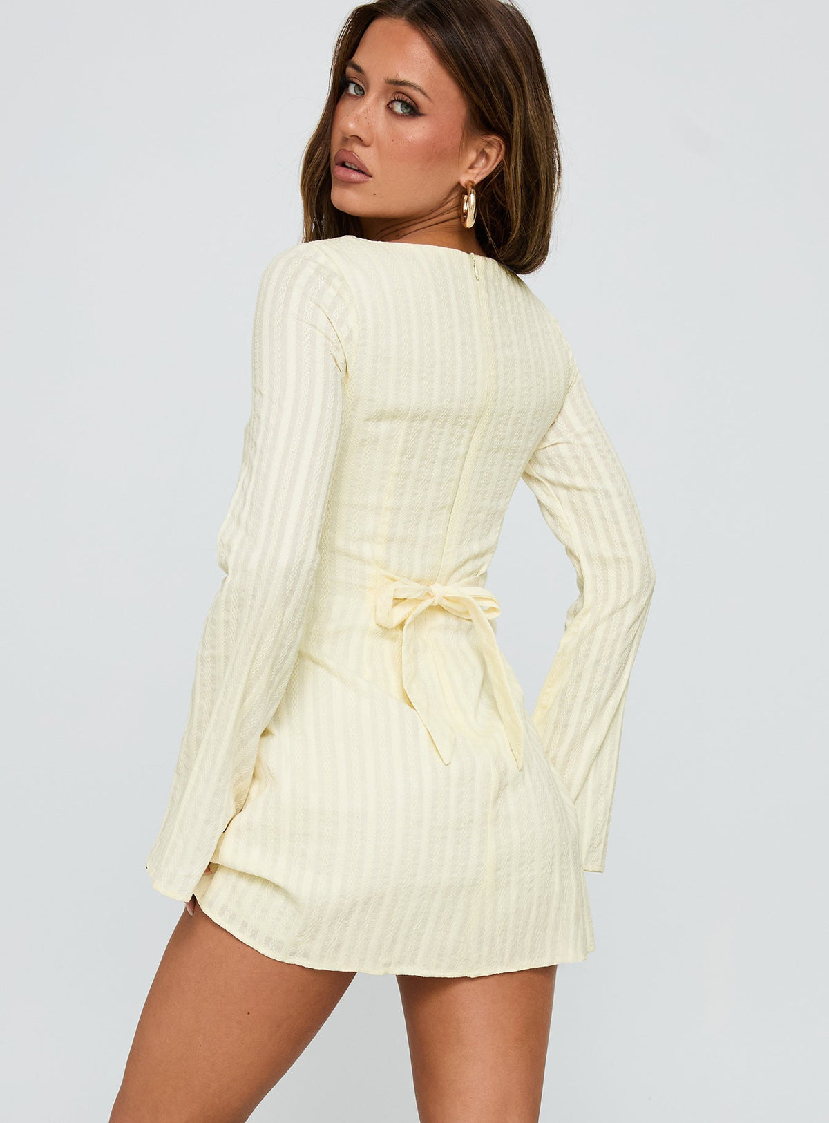 Alfalfa Long Sleeve Mini Dress Cream