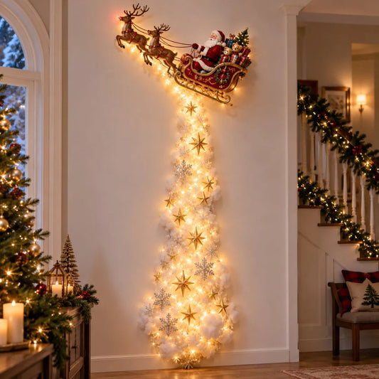 🎄 Christmas Magic Trail Wall Light – Glowing Santa & Holiday Scene Wall Decoration