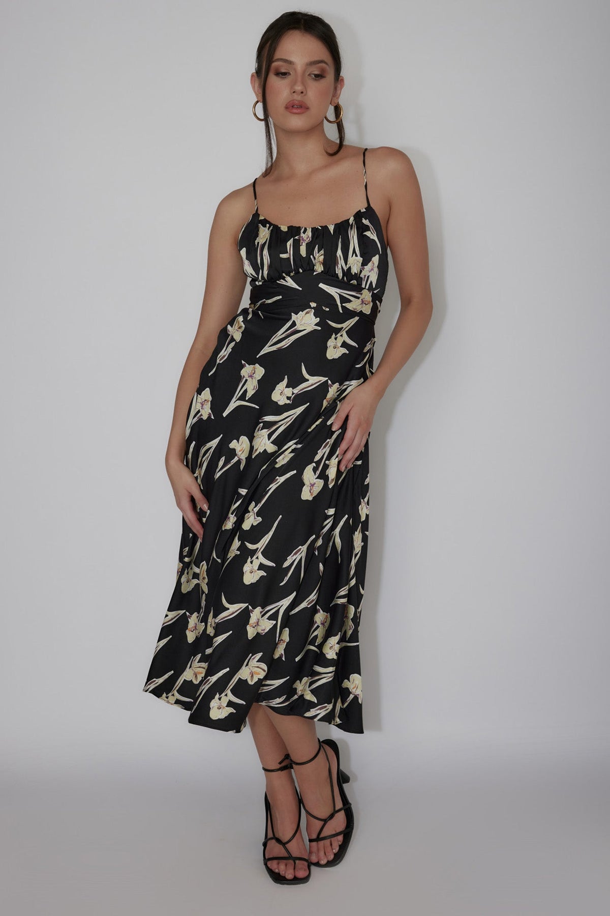 Linka Cami Strap Midi Dress Orchid Black