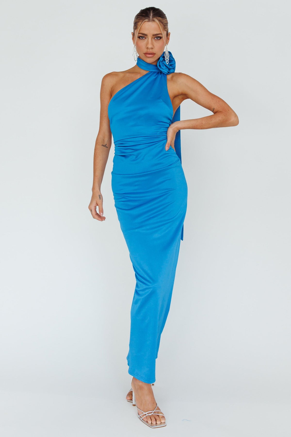Amora Rose Halterneck Maxi Dress Blue