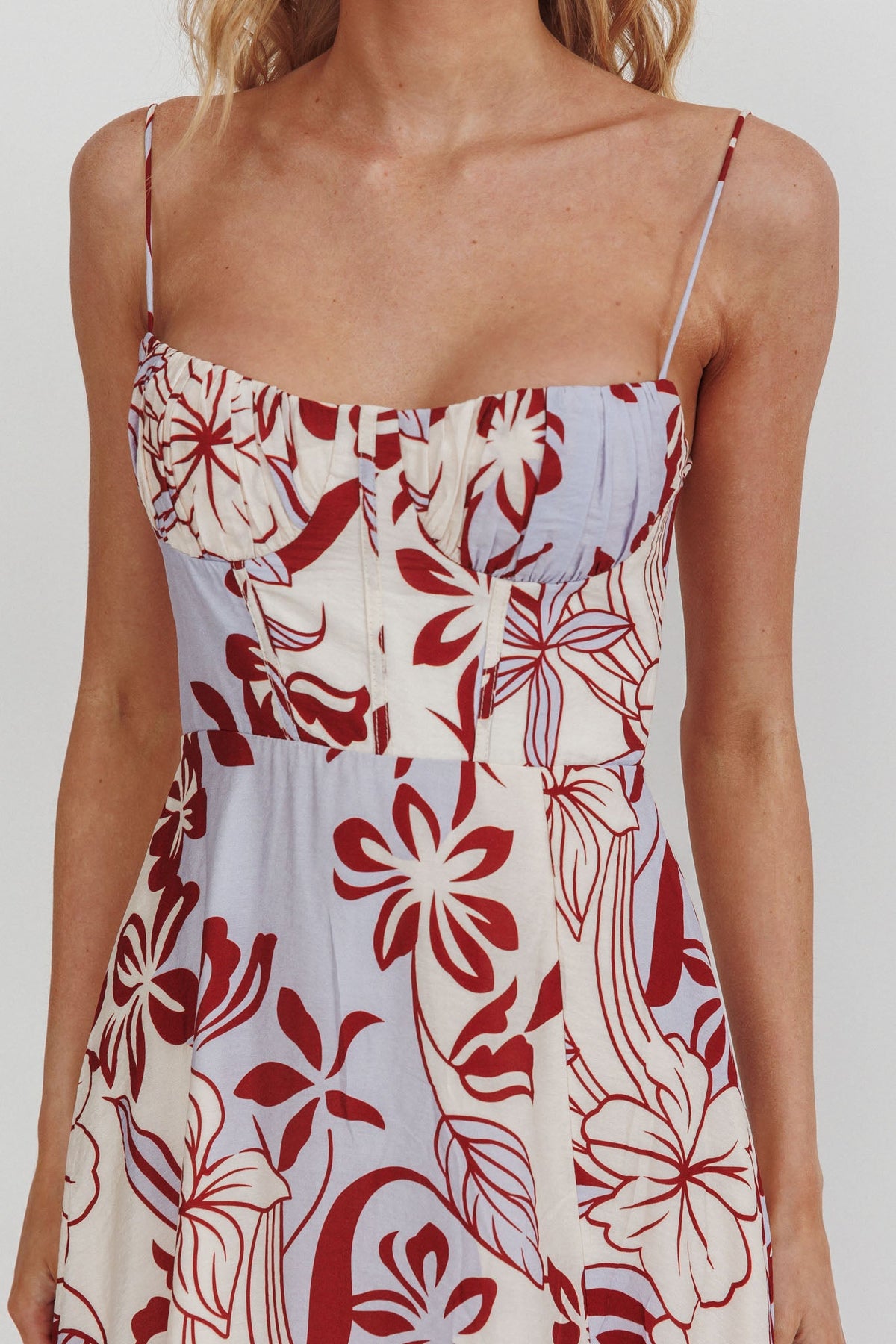 Echoes Tied Back A-Line Midi Dress Floral Lilac