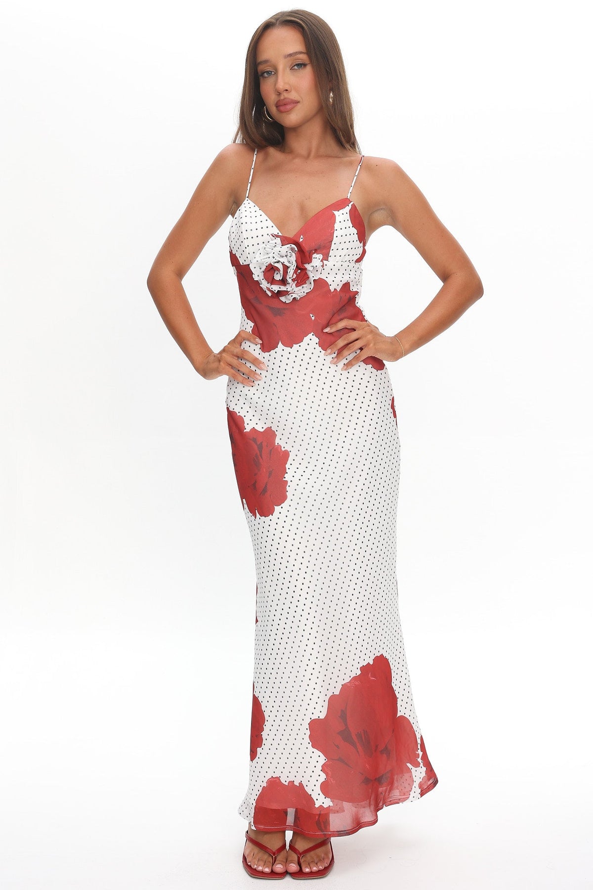 High Roller Rosette Maxi Dress Print White