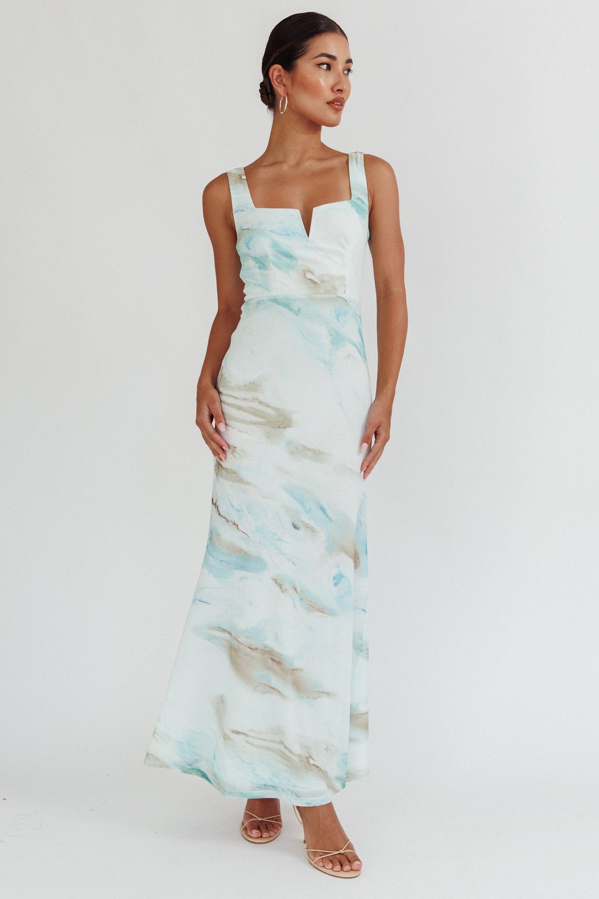 Jovelle Strappy Back Maxi Dress Marble Blue