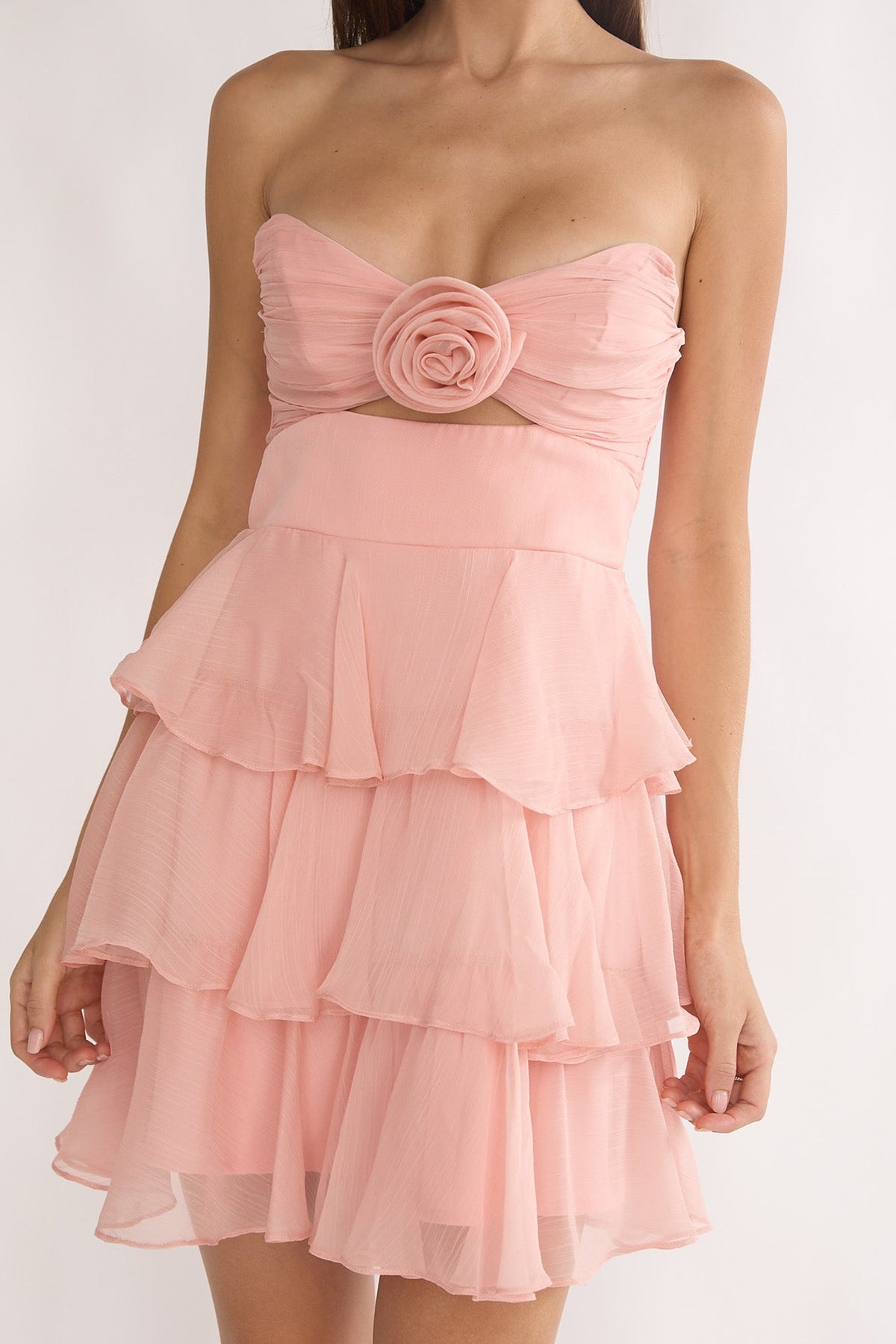 Ayala Strapless Ruffle Mini Dress Pink