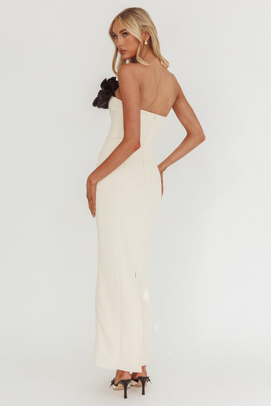 Lonnie Neckline Decoration Maxi Dress Cream