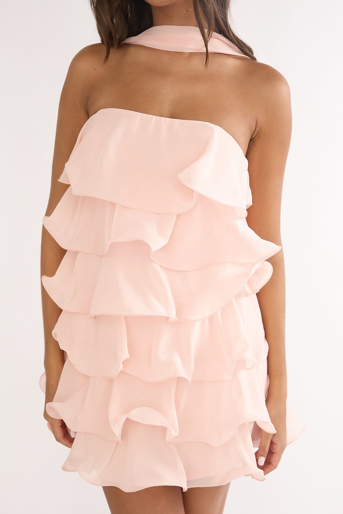 Love Note Strapless Layered Mini Dress Pink