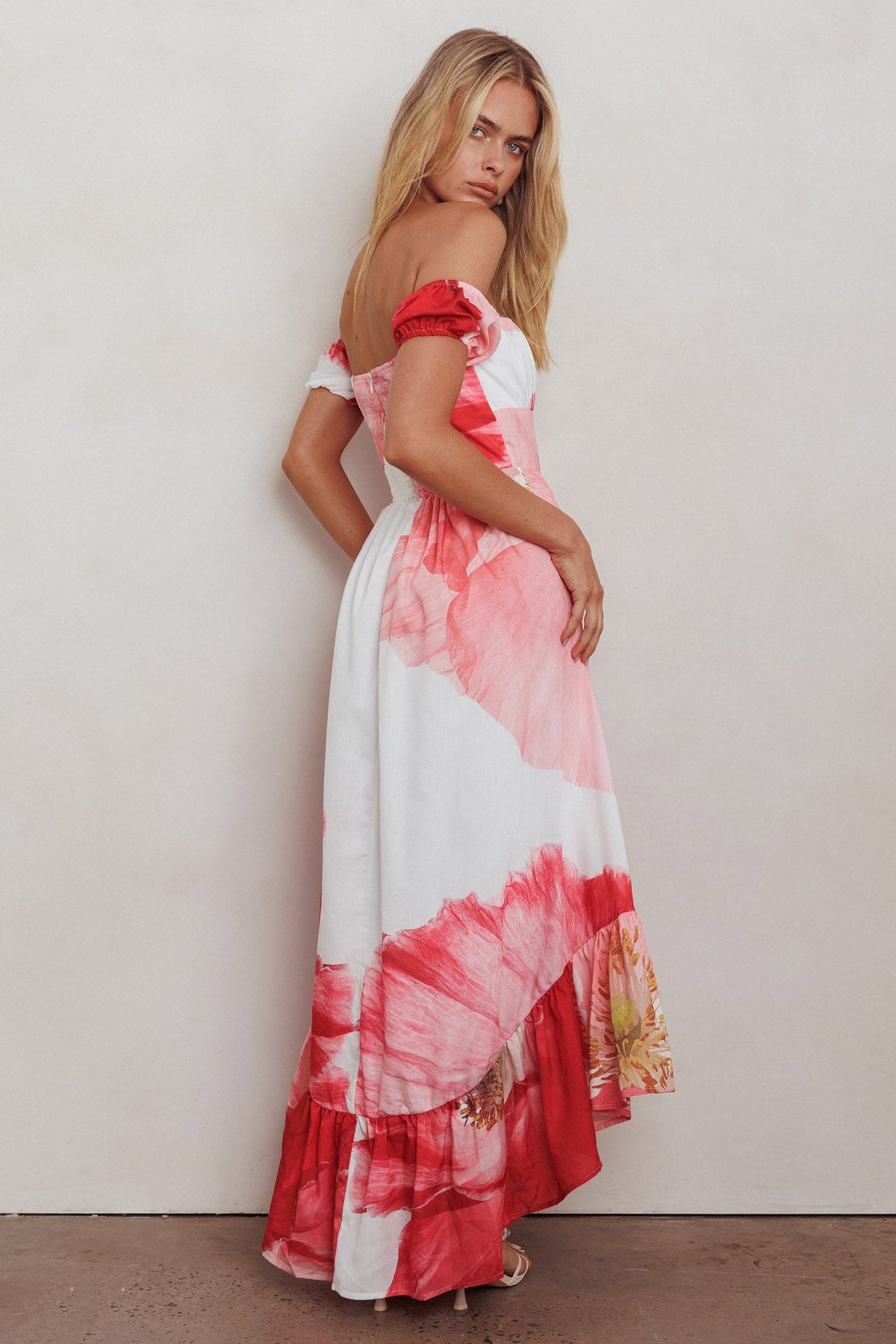 Sunday Mornings Ruched Bust Maxi Dress Floral Blush
