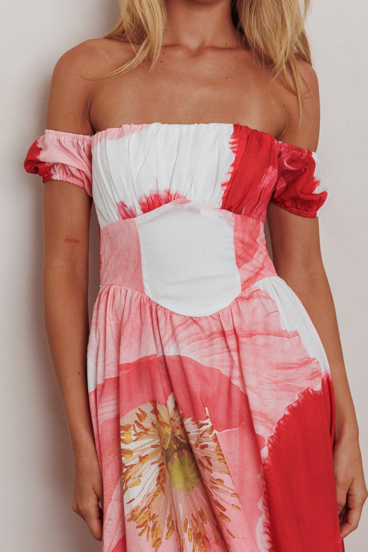 Sunday Mornings Ruched Bust Maxi Dress Floral Blush