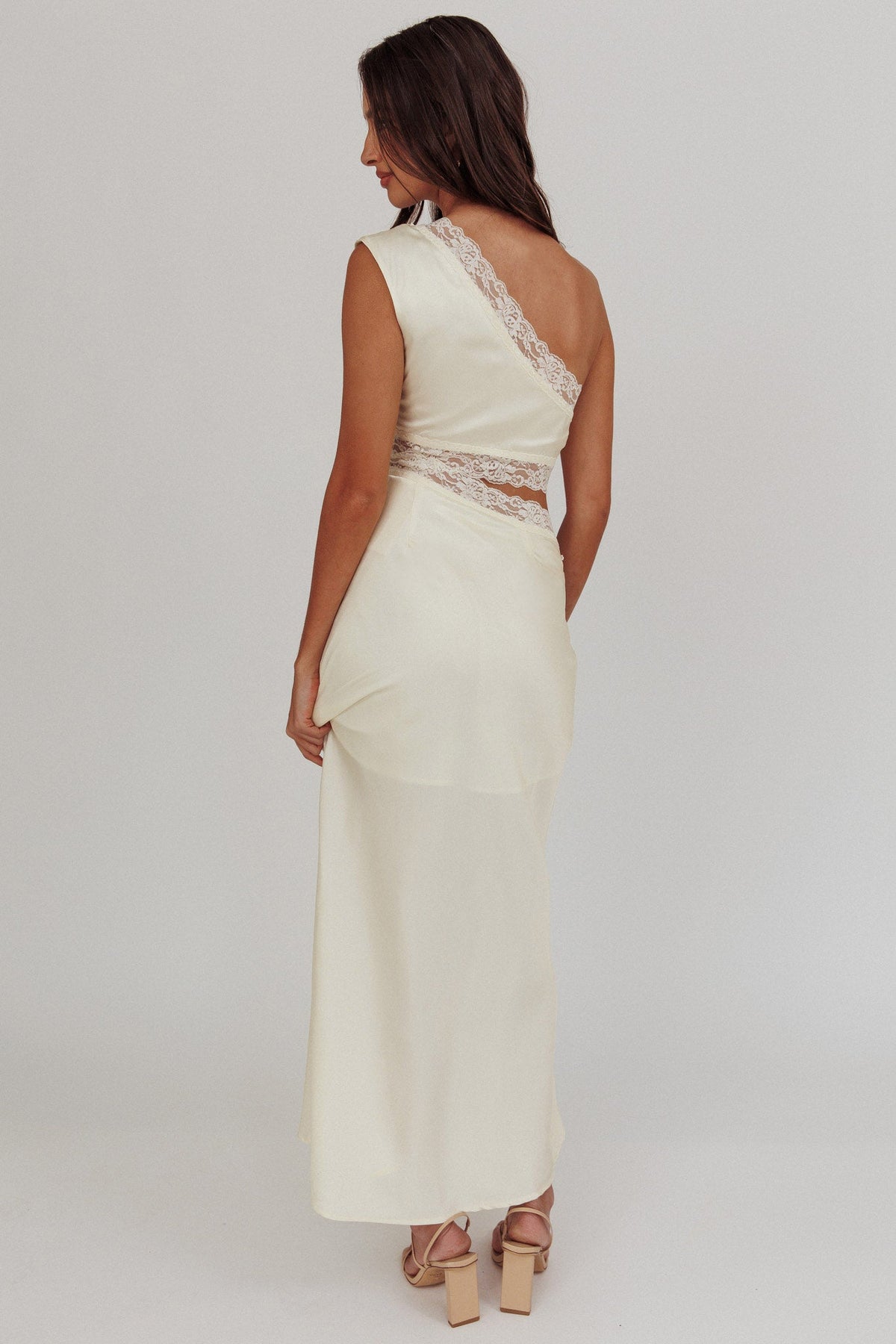 Mahli One-Shoulder Cut-Out Maxi Dress Ivory
