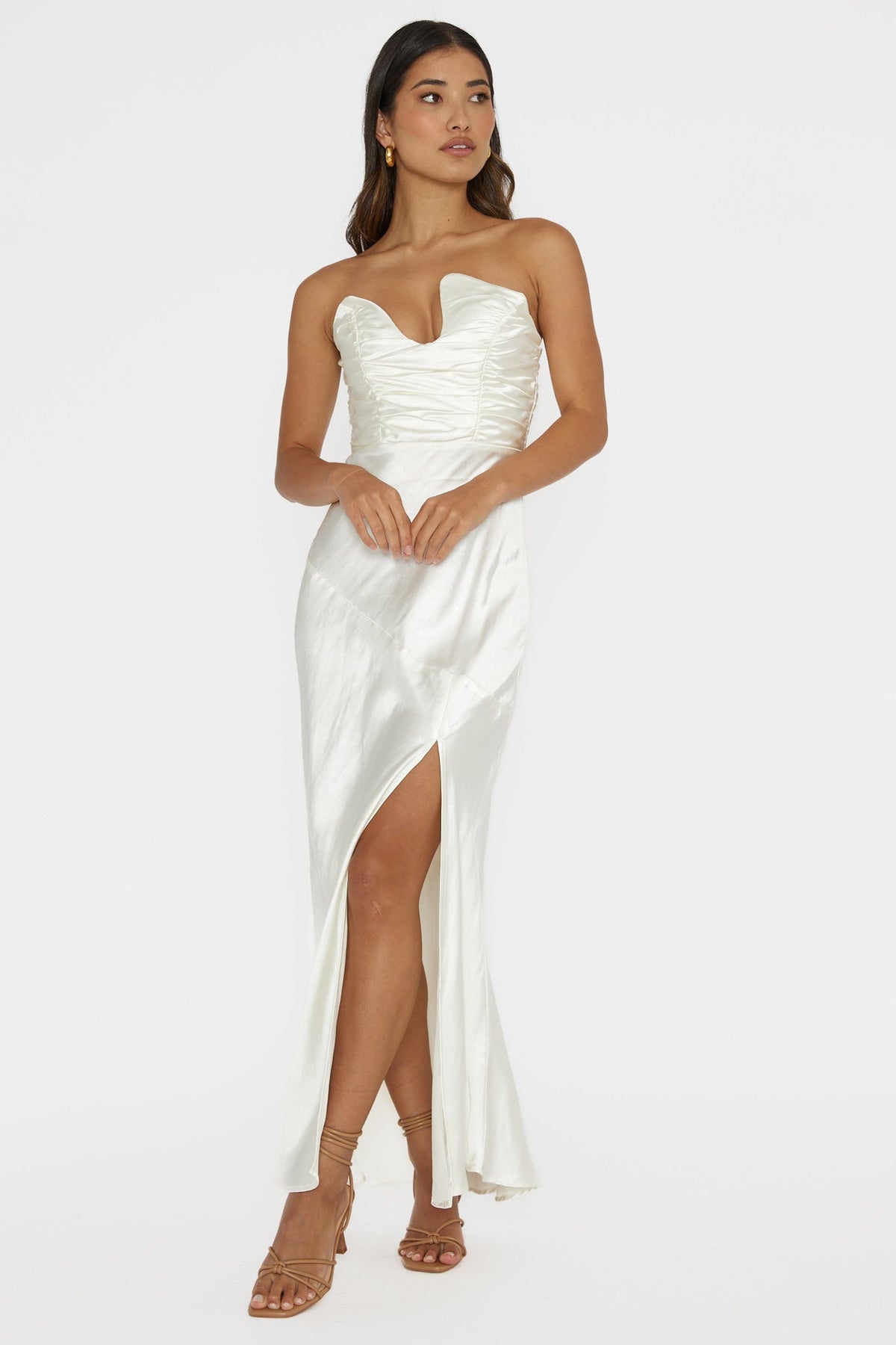 Blaise Asymmetric Neckline Maxi Dress Pearl