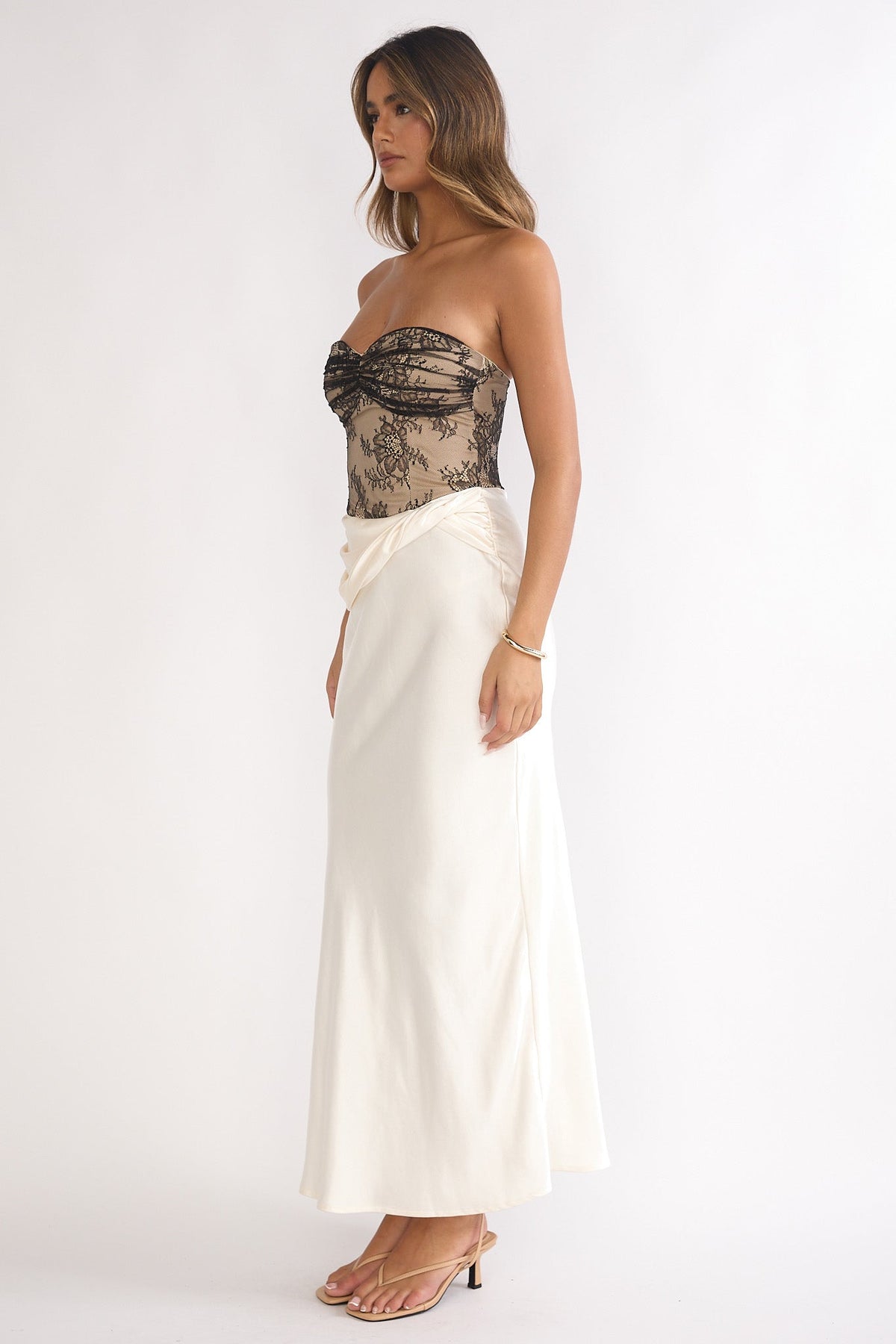 Valoria Lace Bodice Maxi Dress Oyster
