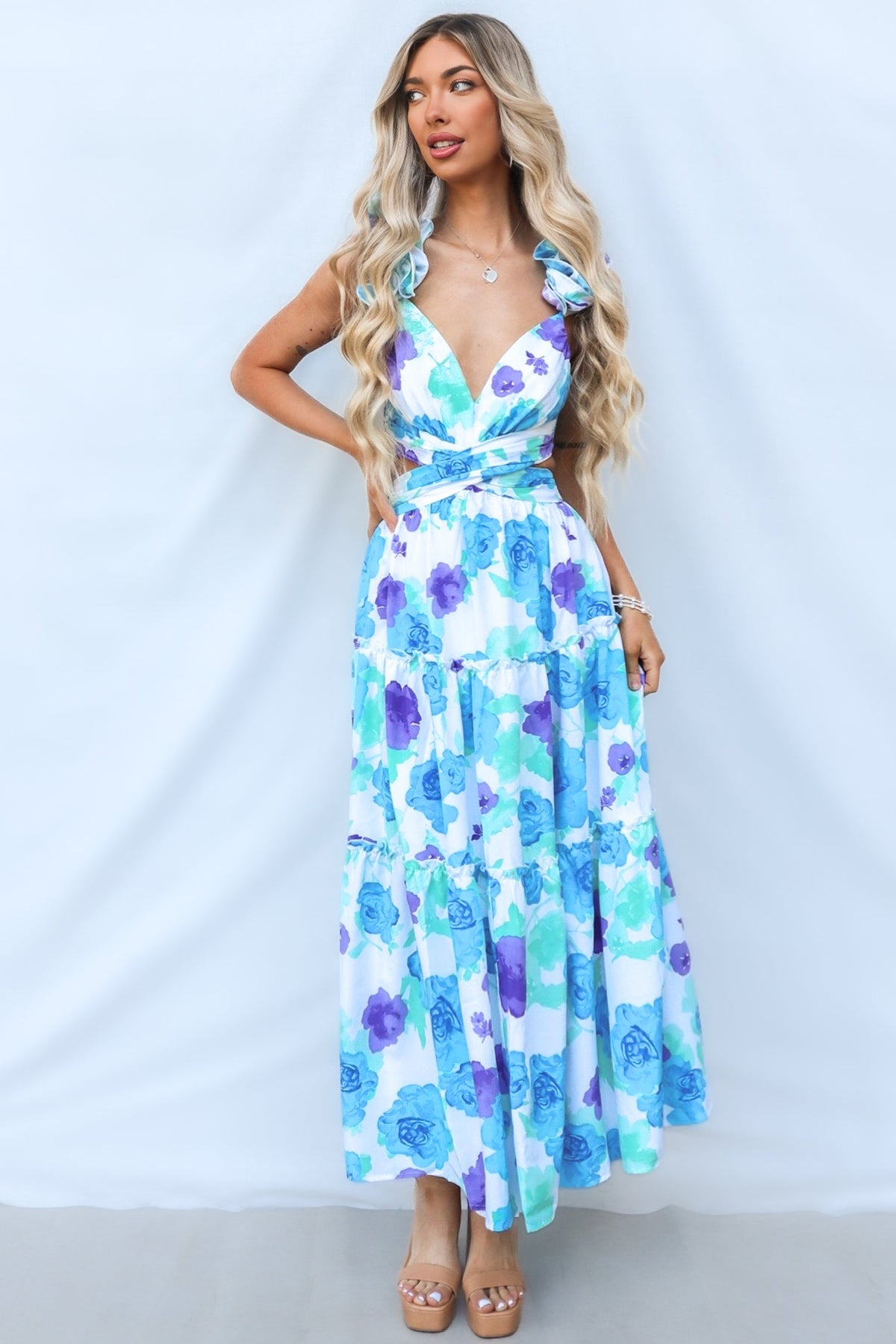 Giselle Maxi Dress - Blue Floral