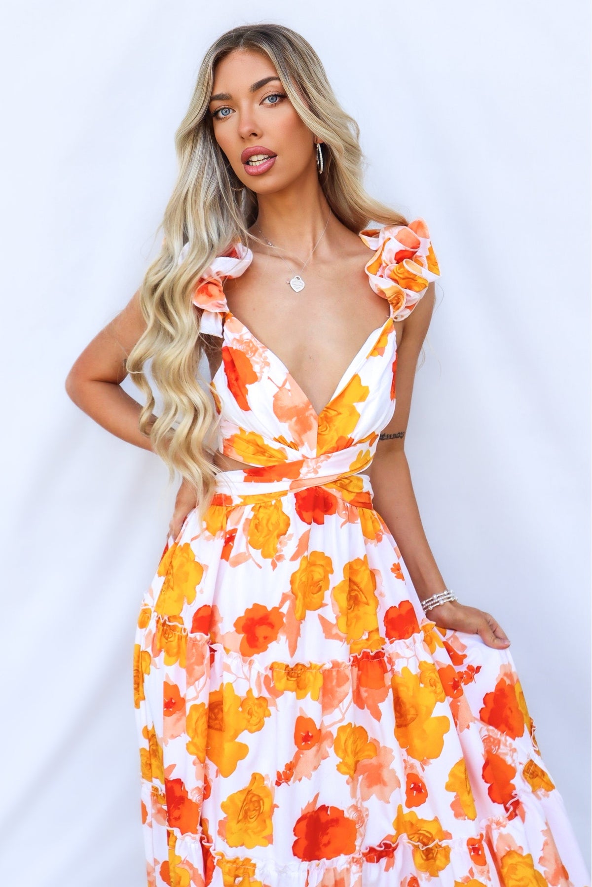 Giselle Maxi Dress - Orange Floral