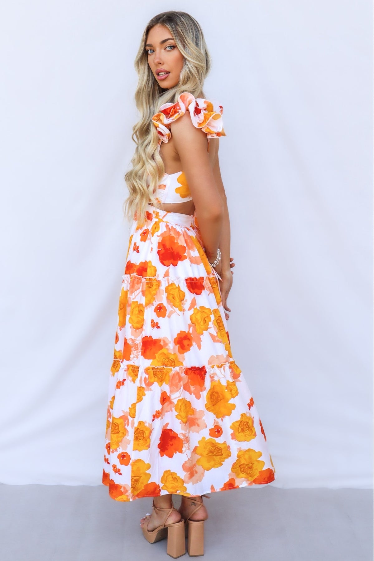 Giselle Maxi Dress - Orange Floral