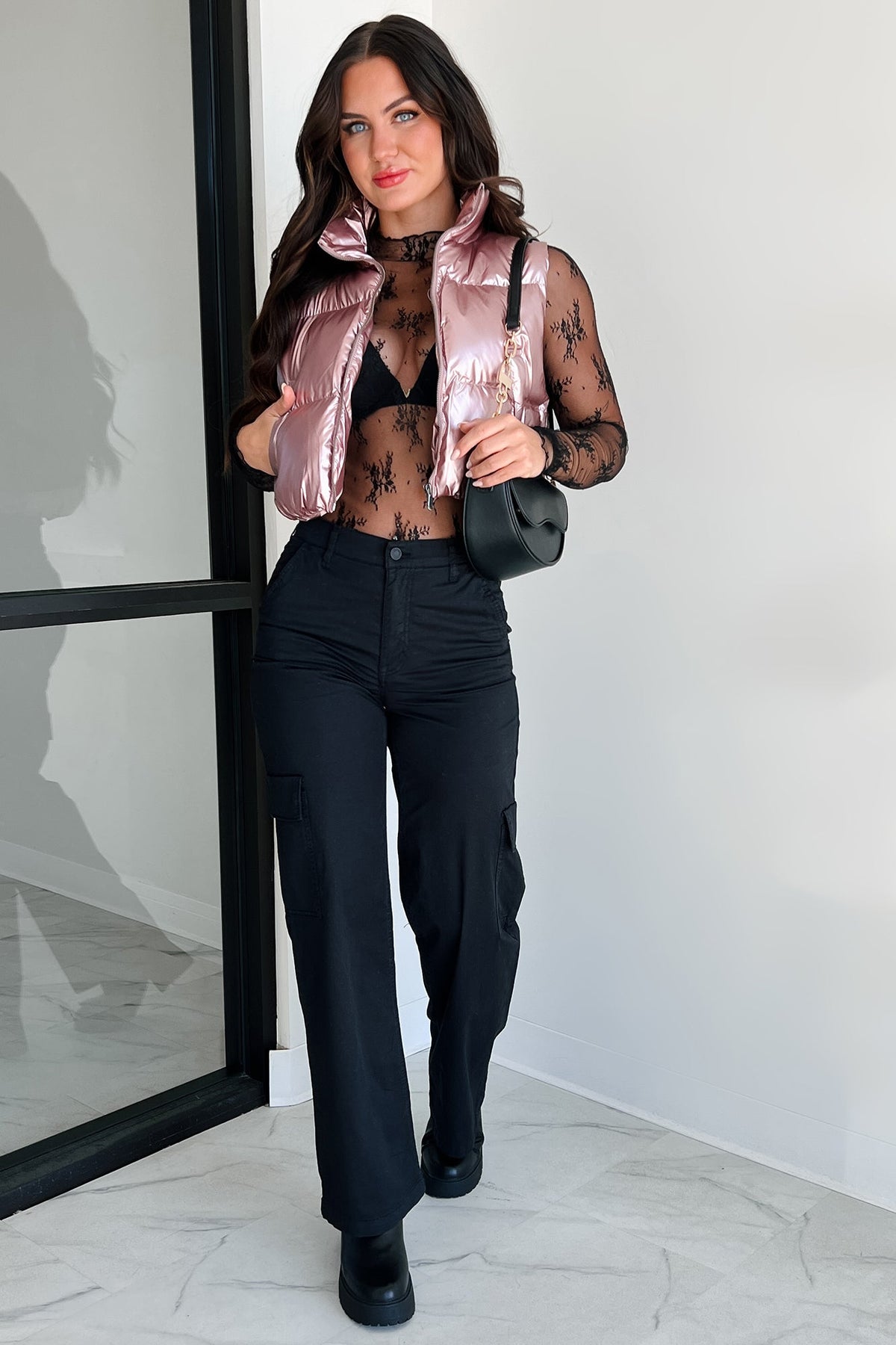 Dreaming In Stardust Metallic Puffer Vest (Pink)