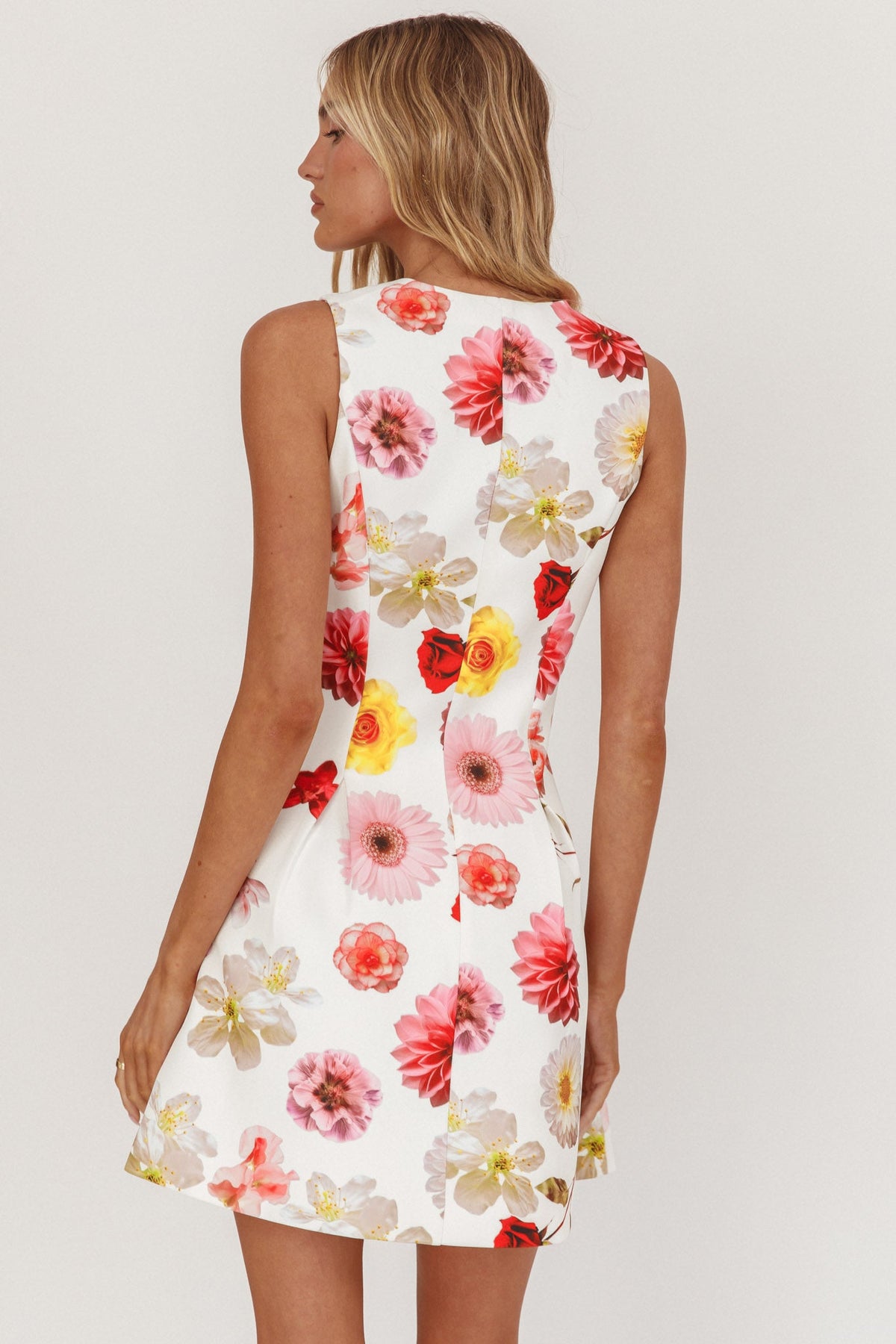 Austria Sleeveless Double Breasted Mini Dress Floral