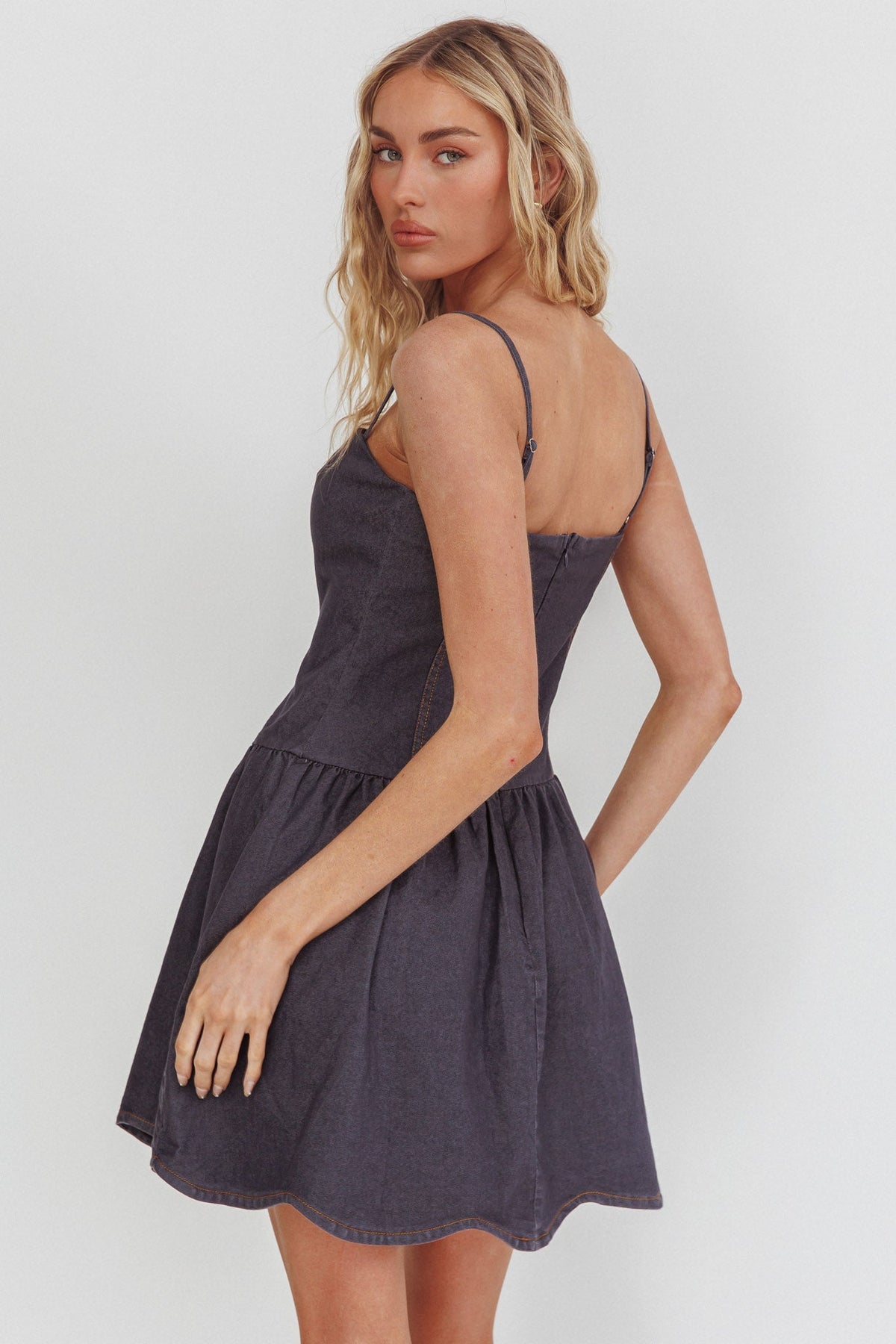 Jorena A-Line Mini Dress Graphite