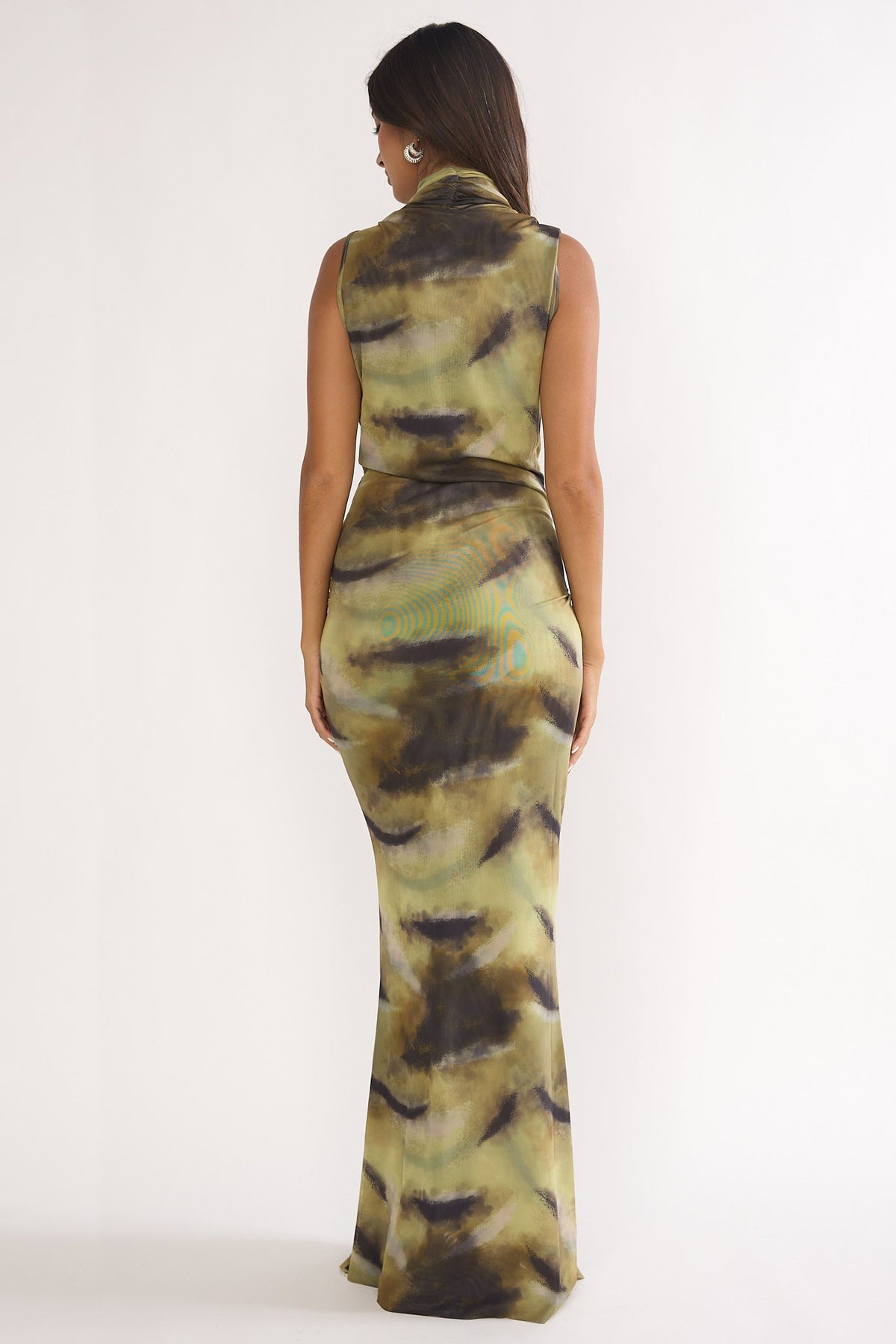 Veya Sleeveless Cowl Maxi Dress Moss