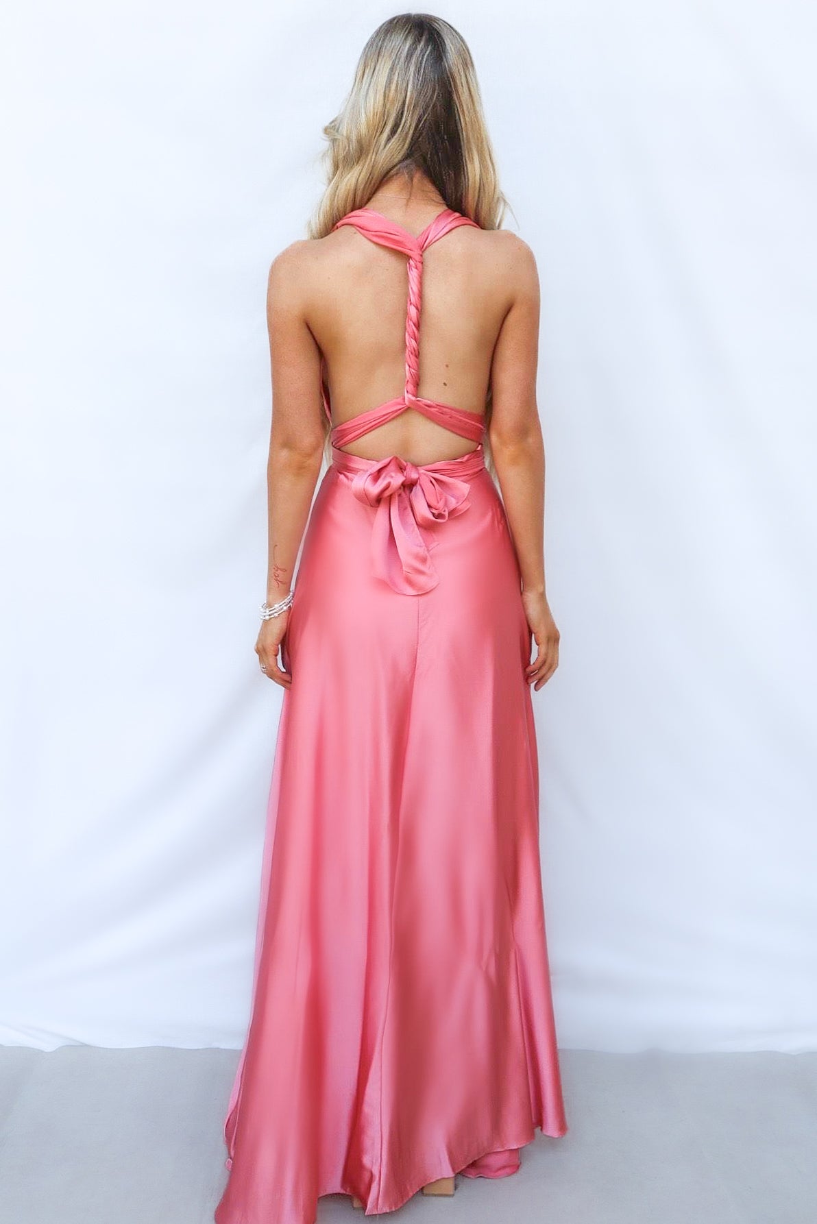 Pandora Multiway Gown - Rose Pink Satin
