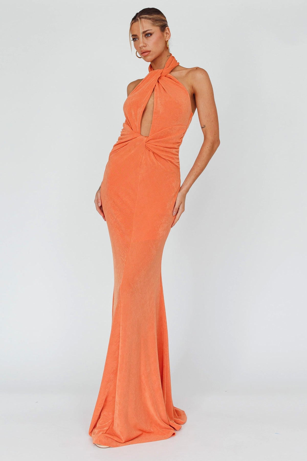 Ileana Twist Bodice Maxi Dress Orange