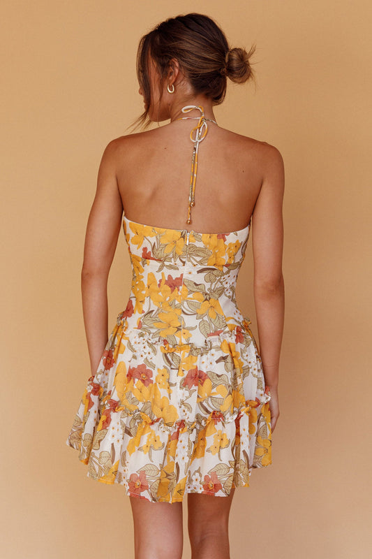 Nikayla Halterneck Mini Dress Floral White
