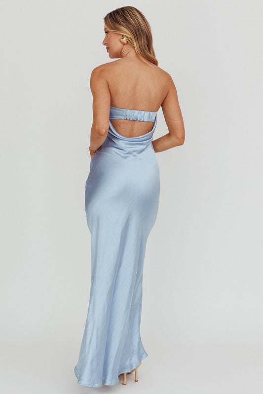 Kona Strapless Open Back Maxi Dress Blue