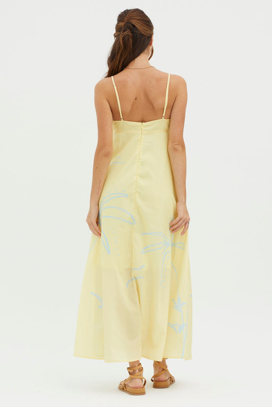 Yuki Tied Bust Midi Dress Yellow
