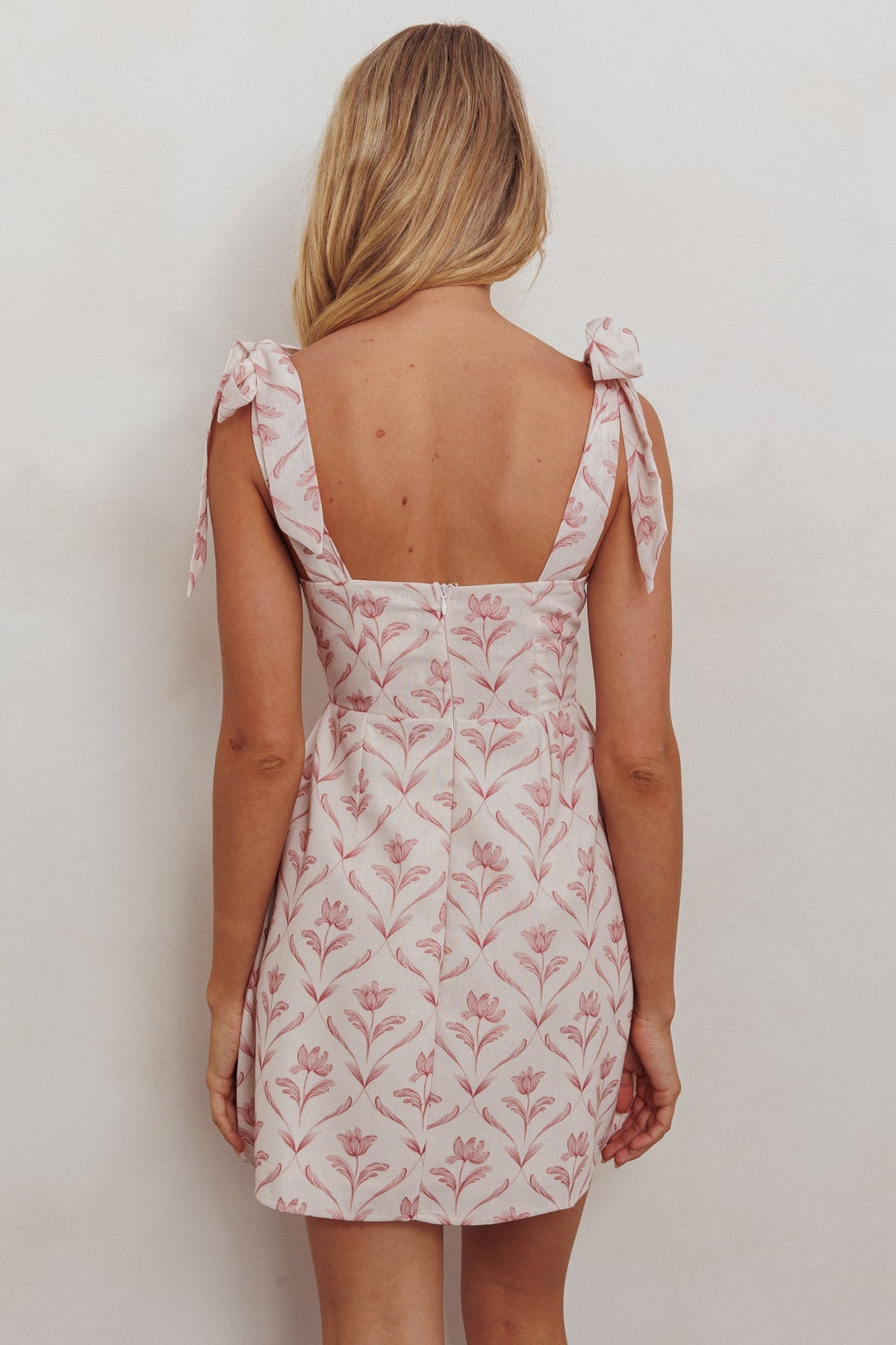 Glam Up Tied Shoulder Mini Dress Beige