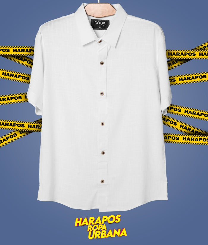 Camisa doom blanca basica con cuello