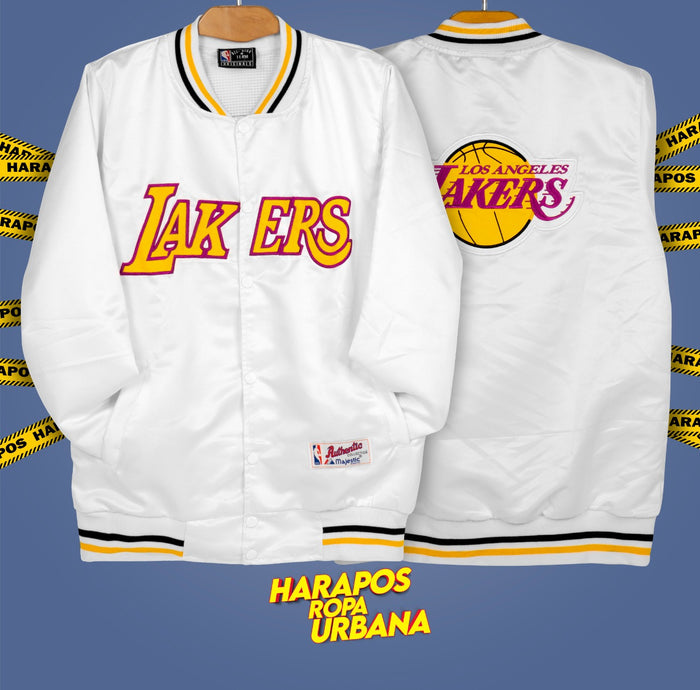Chamarra Bomber lakers blanco