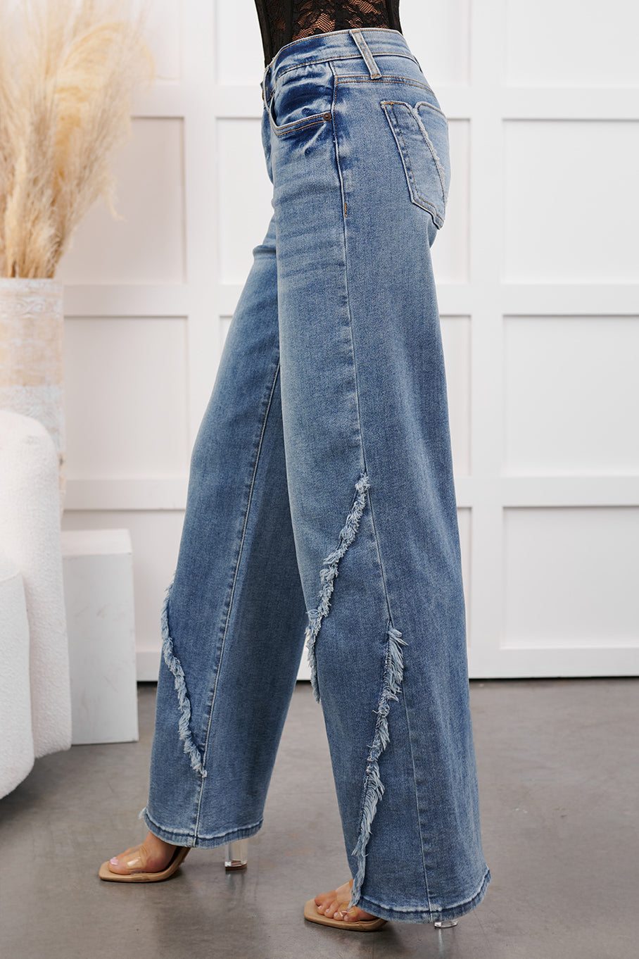 Milly Tummy Control Saige Denim Wide Jeans (Medium)