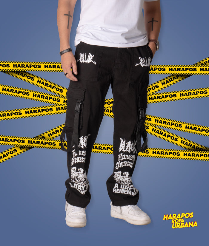 Pantalon club black pachuco negro con diseño