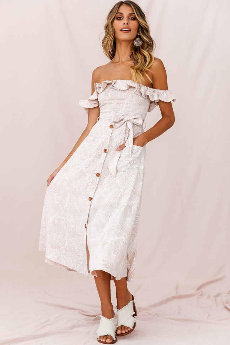Matisse Off-Shoulder Placket Dress Blush Pattern