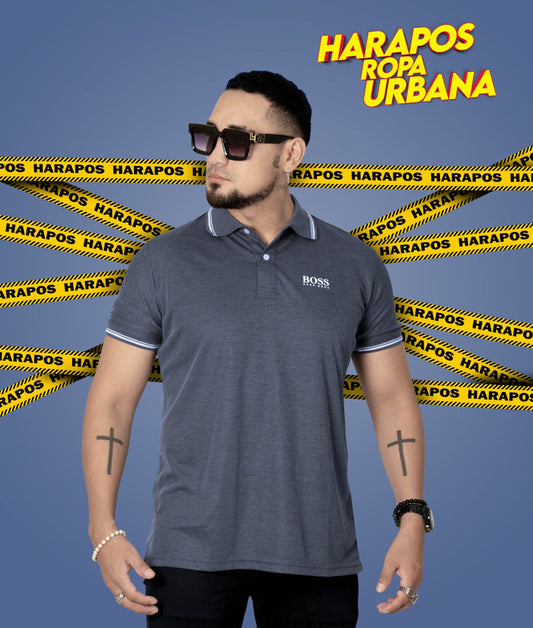 Polera Hugo Boss con cuello plomo