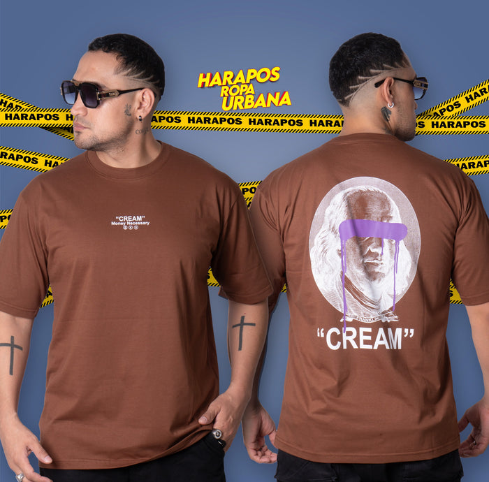 Polera oversize cream cafe