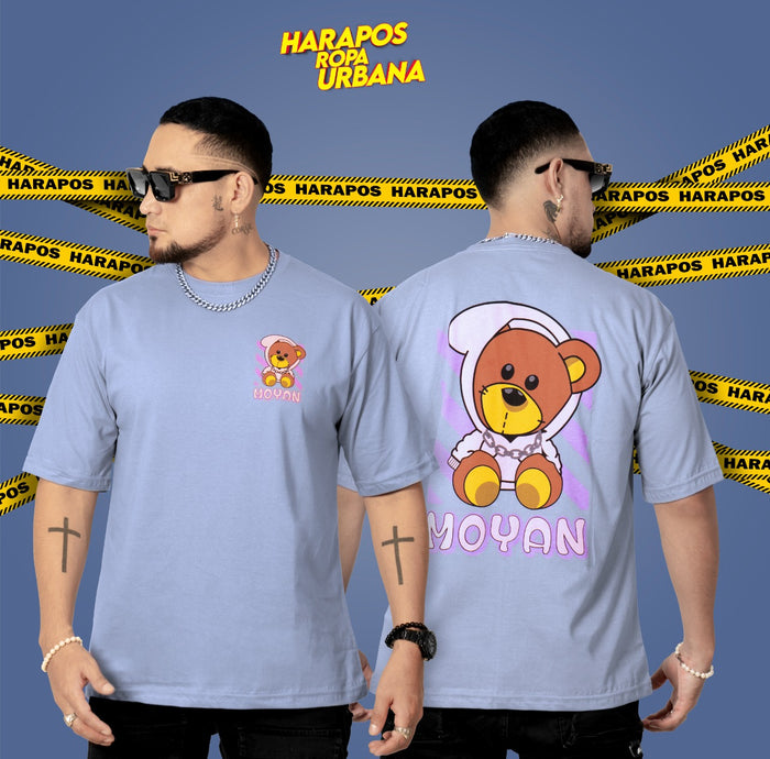Polera oversize ratslla plomo oso moyan