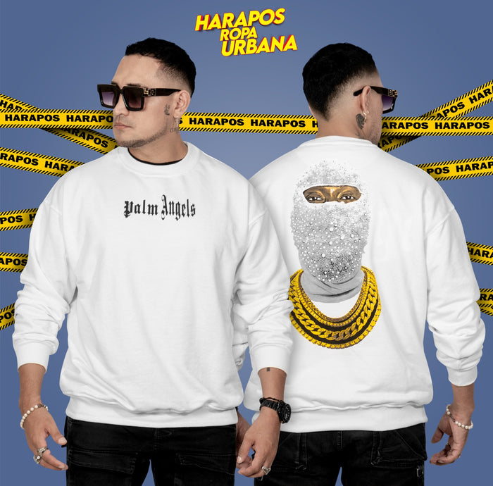 Sudadera Palm Angels blanca diseño atras