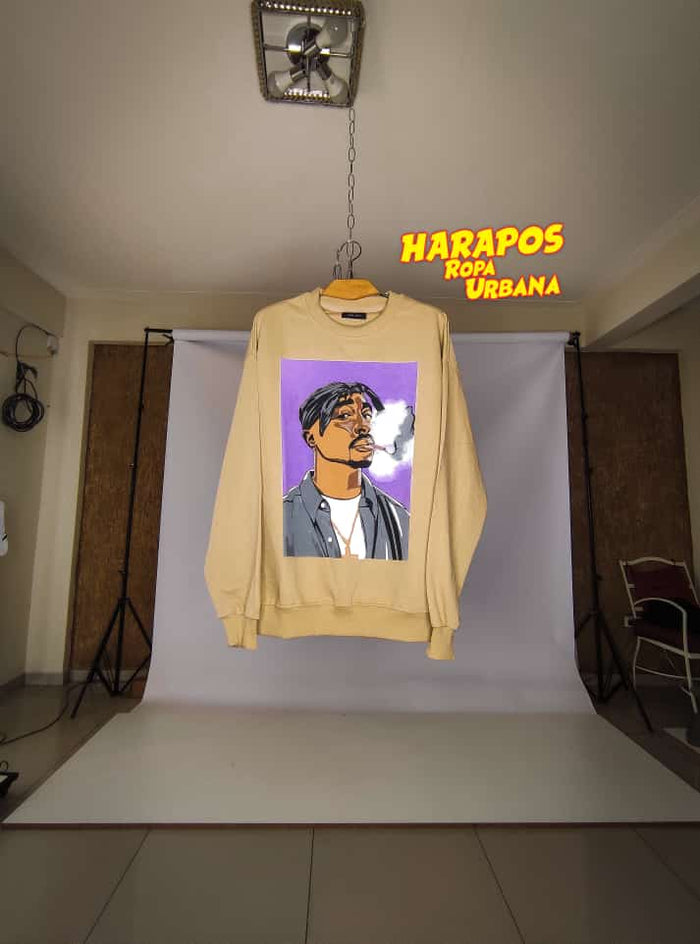 Sudadera Zara Tupac crema