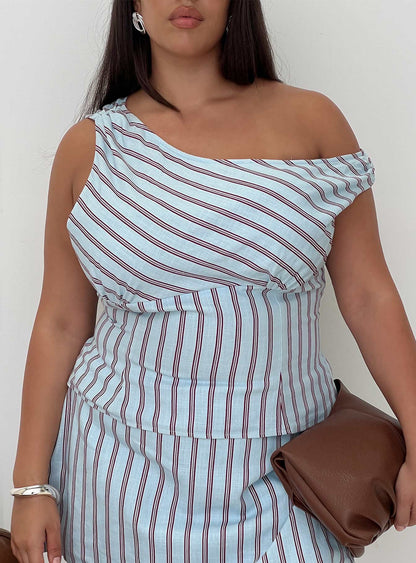 Del Rio Off The Shoulder Top Blue / Maroon Curve