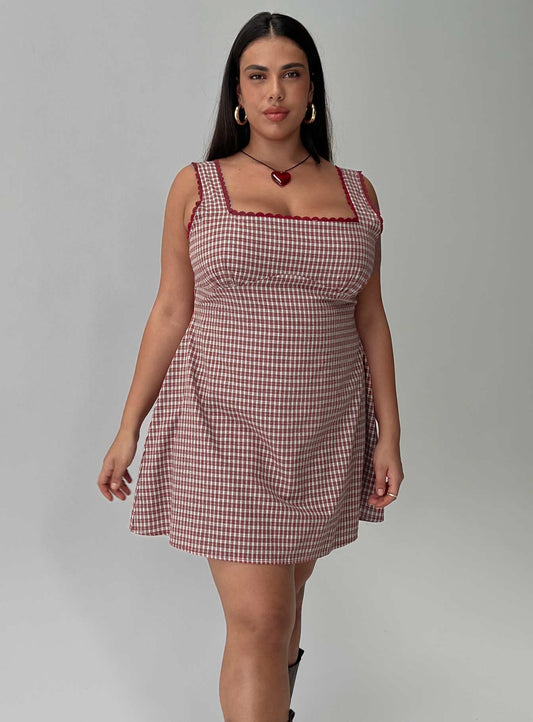 Dasha Mini Dress Red Check Curve