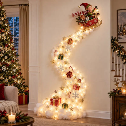 🎄 Christmas Magic Trail Wall Light – Glowing Santa & Holiday Scene Wall Decoration