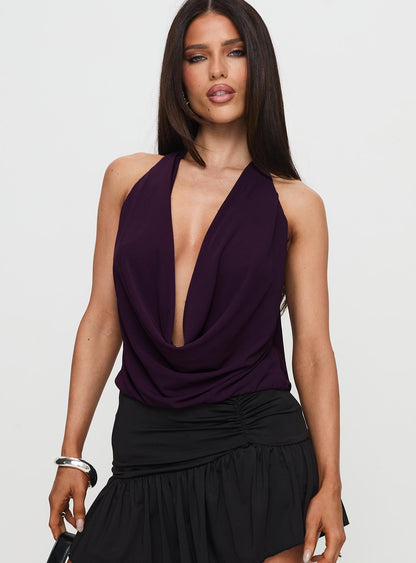 Carefree Days Cowl Neck Top Purple