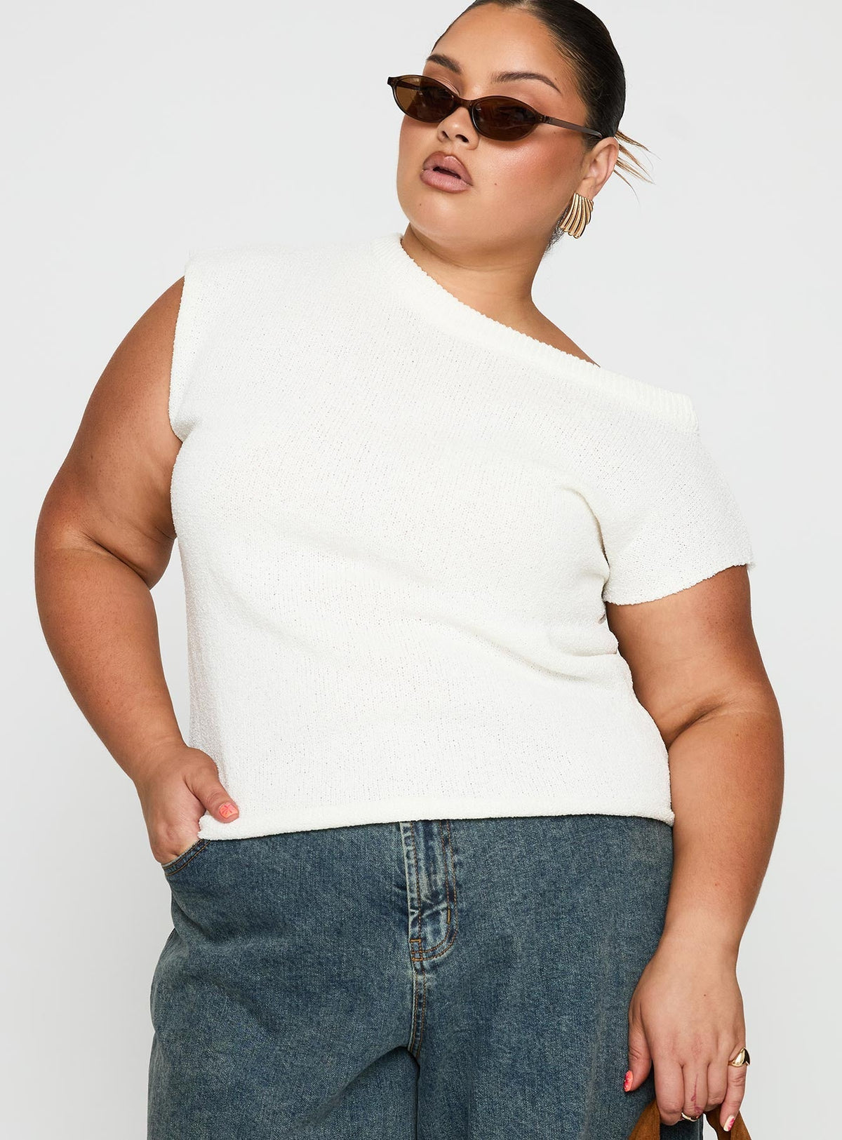 Ashfield Off Shoulder Top White Curve