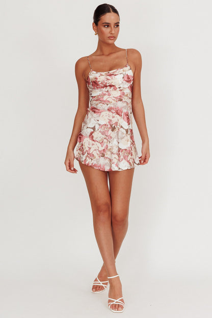 Well Versed Pleated Mini Dress Rose