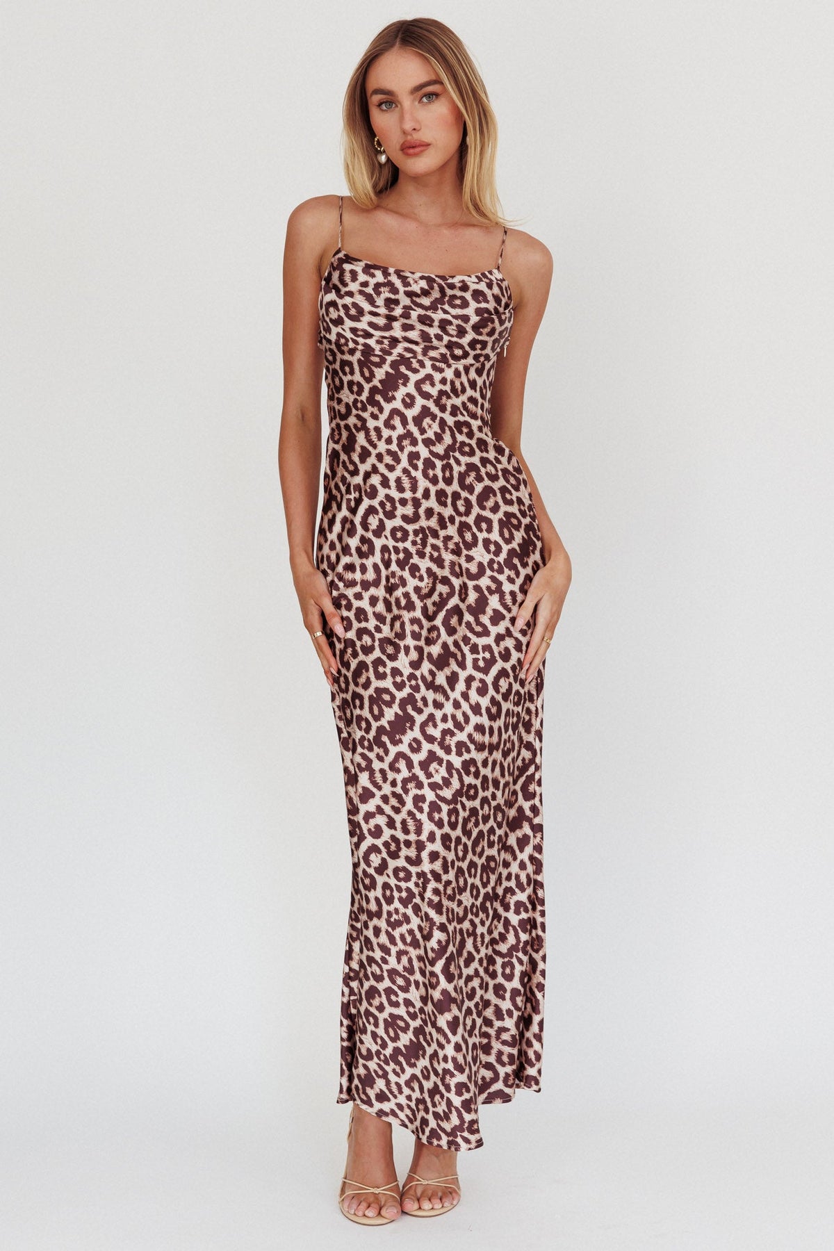 Well Versed Pleated Bust Maxi Dress Leopard