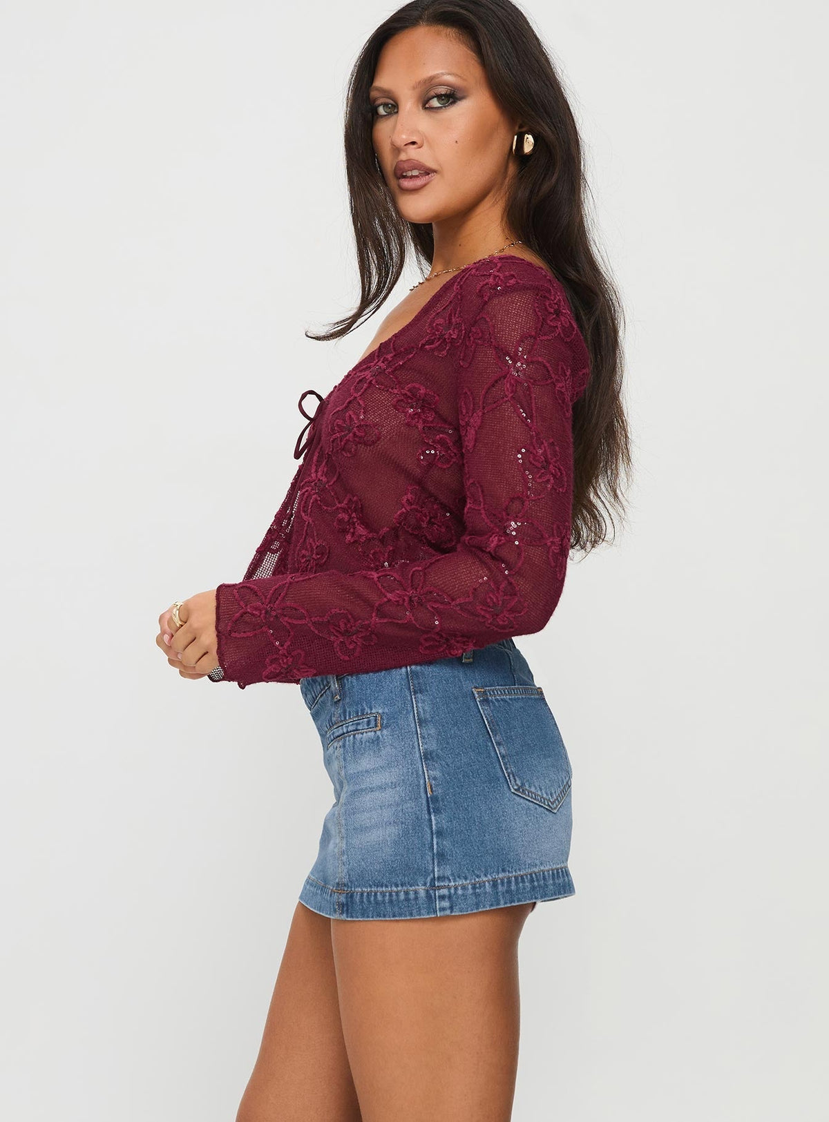 Darbi Denim Mini Skort Mid Blue