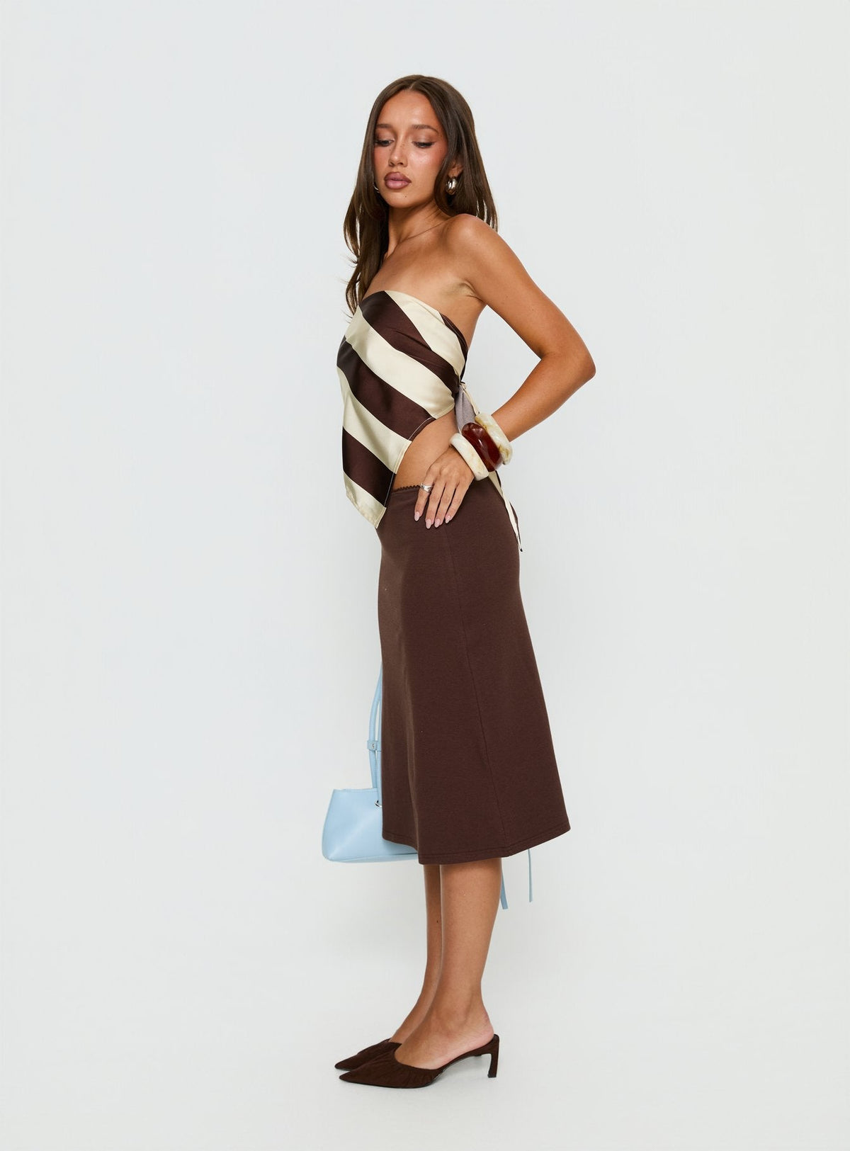 Baseline Rib Midi Skirt Chocolate