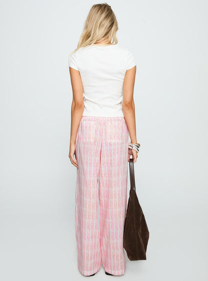Beach House Pants Pink Stripe