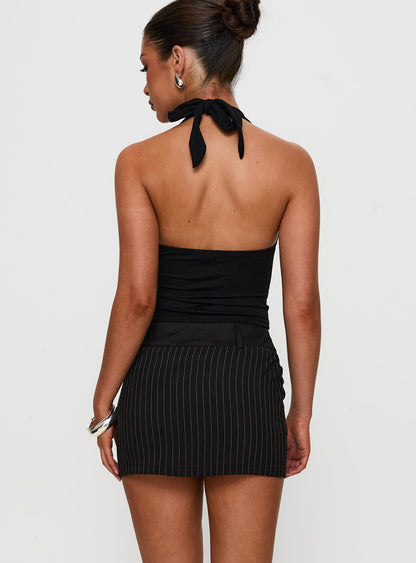 Christel Pinstripe Skort Black